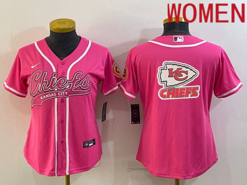 Women Kansas City Chiefs Blank Pink 2022 Nike Co branded NFL Jerseys